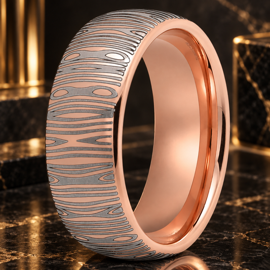 8mm Damascus Tungsten Ring