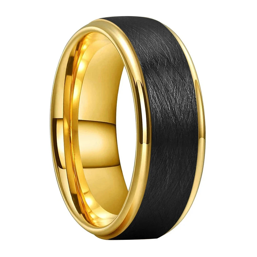 Black and Gold Tungsten Carbide Ring