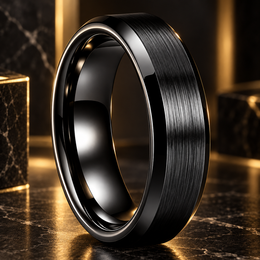 Black Brushed Tungsten Wedding Band