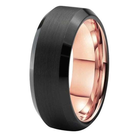 Rose Gold and Black Tungsten Ring