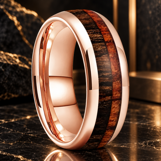 Tungsten Ring With Wood Inlay for men
