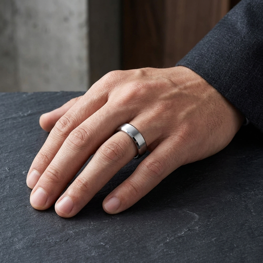 Tungsten Silver Brushed Wedding Band