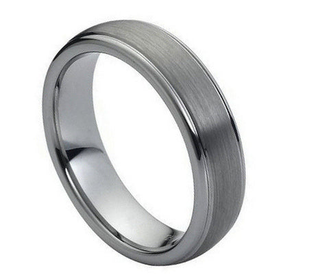 Tungsten Ring with Raised Brushed Center-6mm
