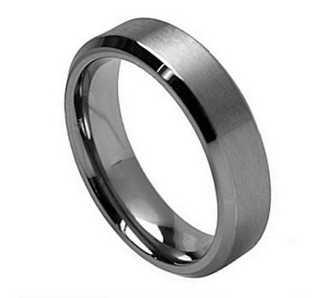 Titanium Ring Brushed Finish with Polished Beveled Edges-7mm