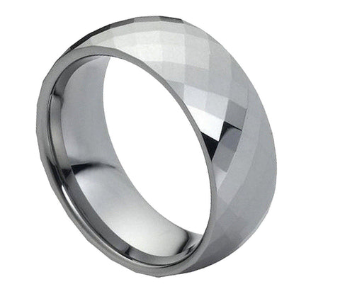 Tungsten Diamond-Facet Ring-8mm