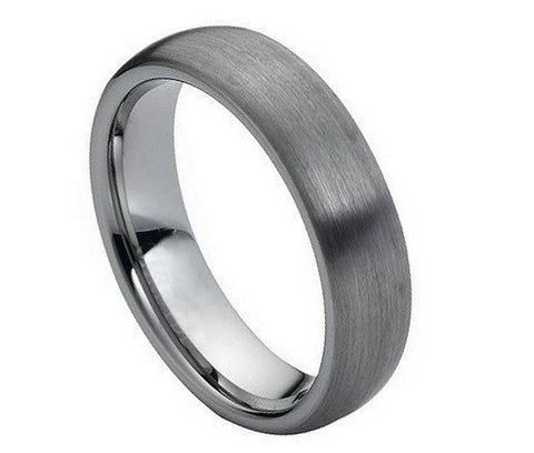 Tungsten Ring Wide Domed Brushed Finish-6mm