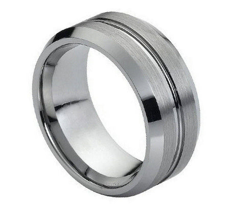 Tungsten Cross Ring with Raised Brushed Center-9mm