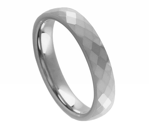Tungsten Diamond-Facet Ring with High Polish-4mm