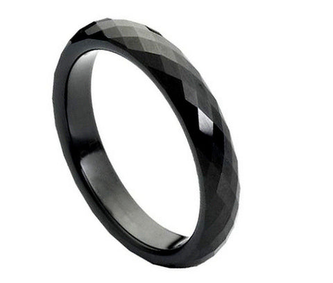 Black Tungsten Diamond Facet Ring-4mm