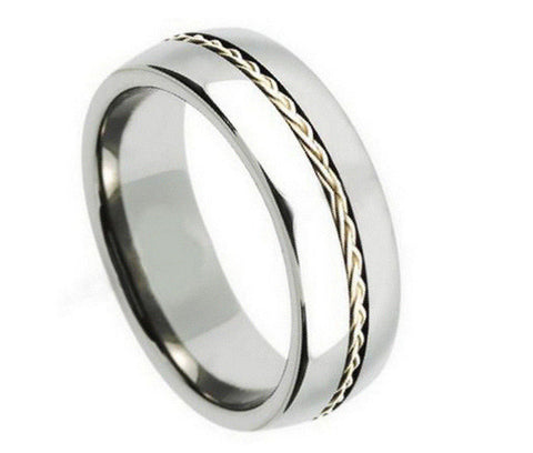 Tungsten Ring Domed with Braided Inlay-8mm