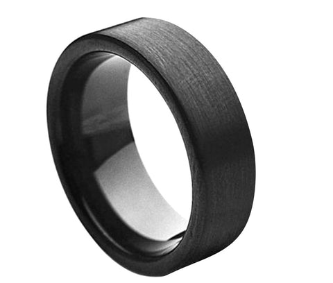 Black Tungsten Ring with Satin Finish-7mm