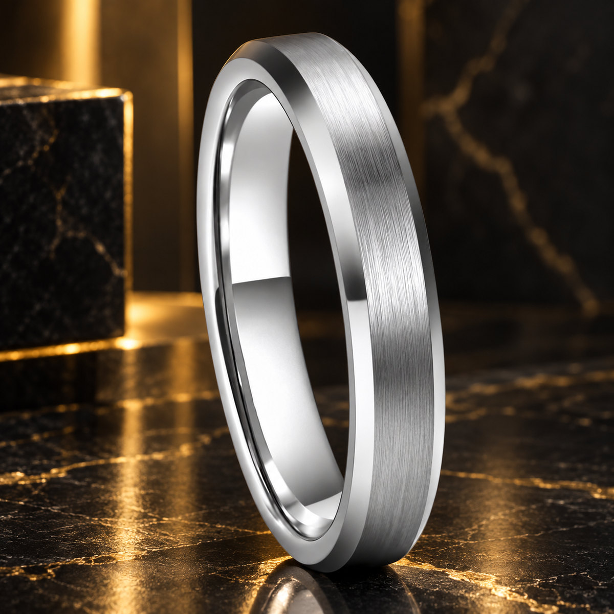 Silver Tungsten Rings