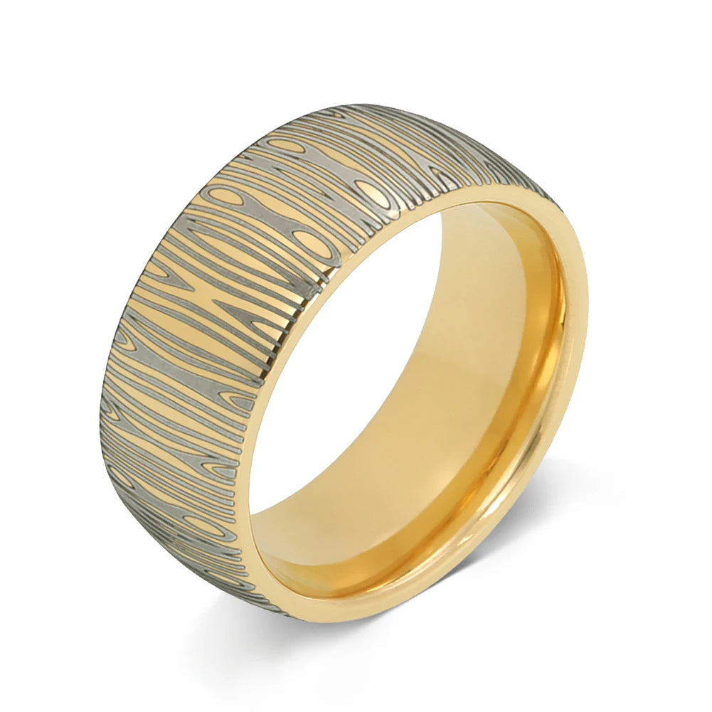 10mm Damascus Pattern Tungsten Wedding Ring