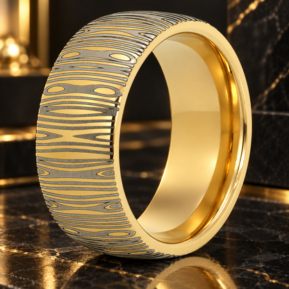 10mm Damascus Pattern Tungsten Wedding Ring