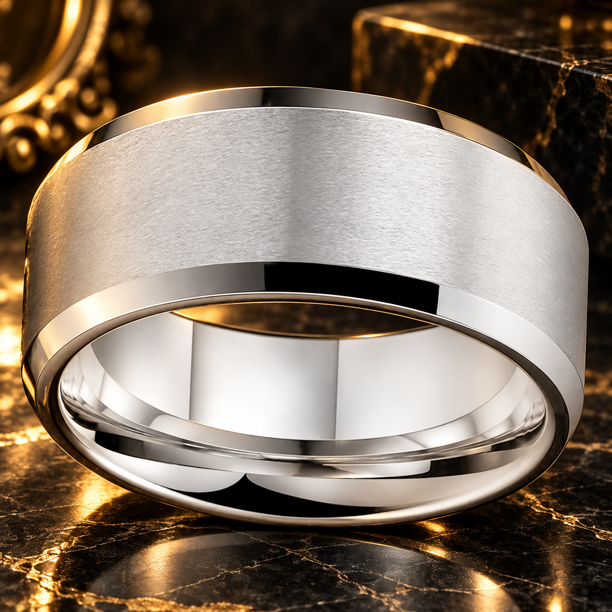 10mm White Tungsten Ring