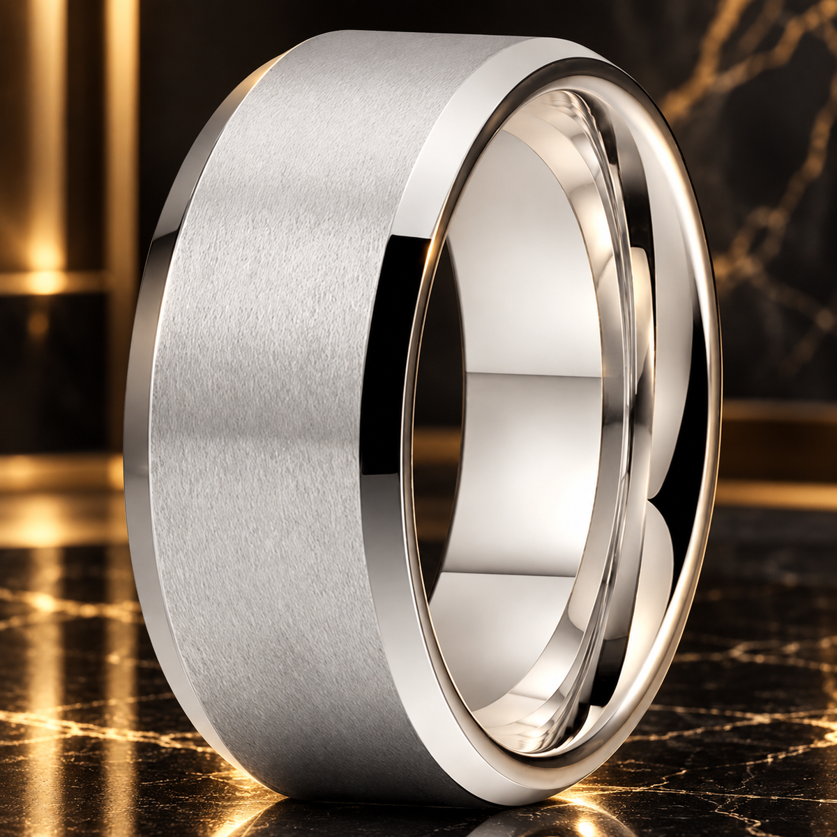 10mm White Tungsten Ring