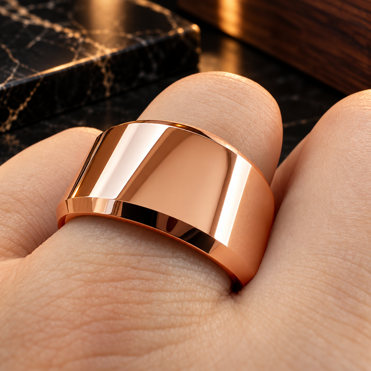12mm  Beveled Tungsten Wedding Band