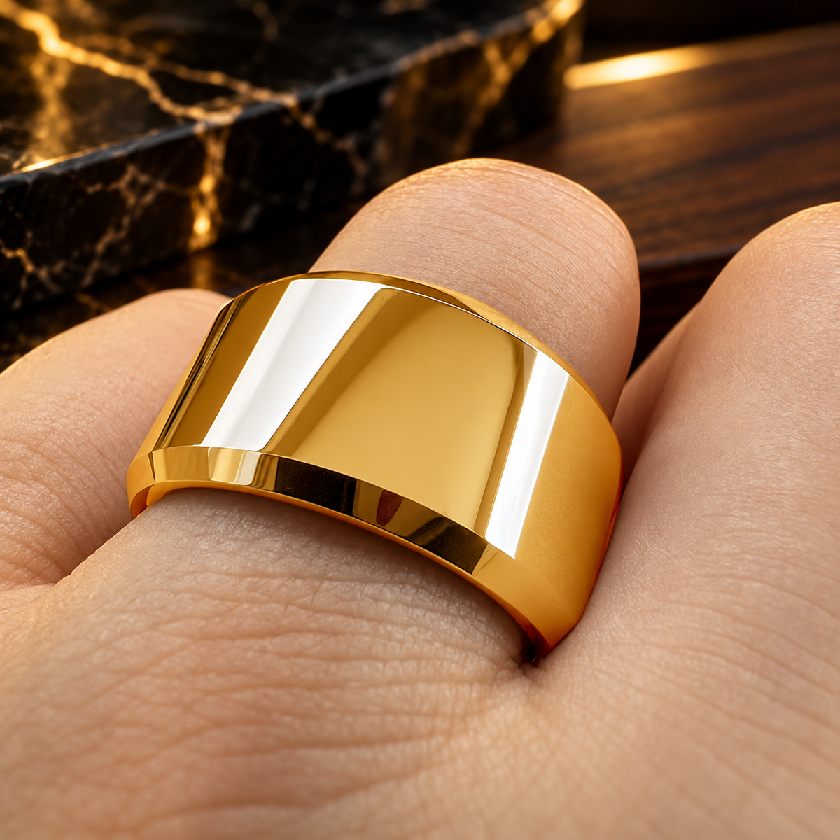 12mm Stepped Beveled Tungsten Wedding Band