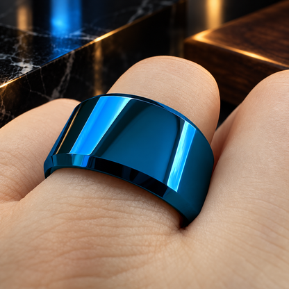 12mm Stepped Beveled Tungsten Wedding Band