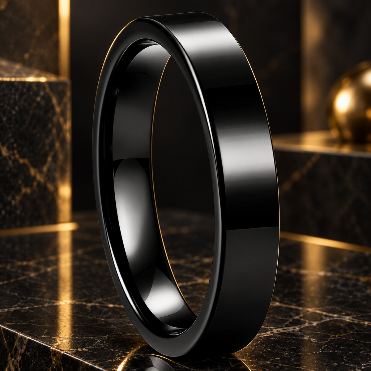 4mm Black Tungsten Ring
