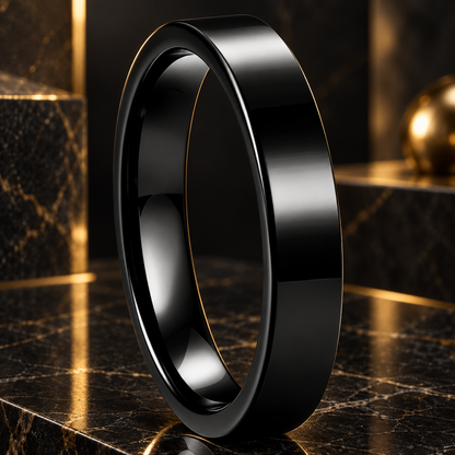 4mm Black Tungsten Ring