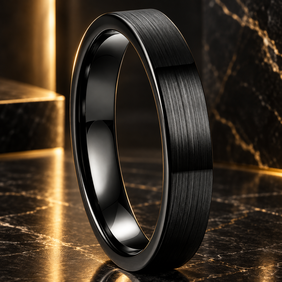 4mm Black Tungsten Ring 