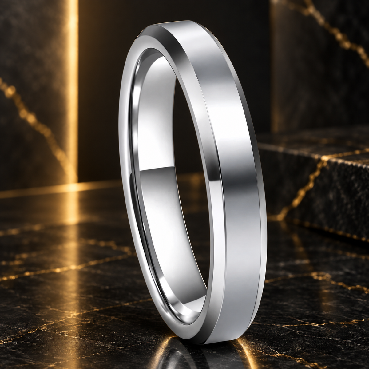 4mm Silver Tungsten Ring 