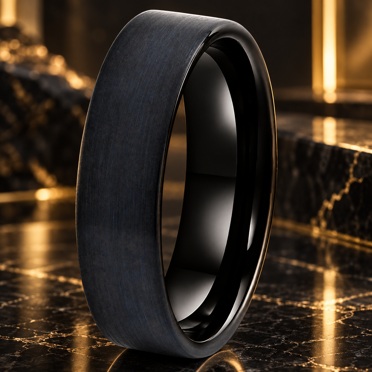 6mm Black Tungsten Wedding Band