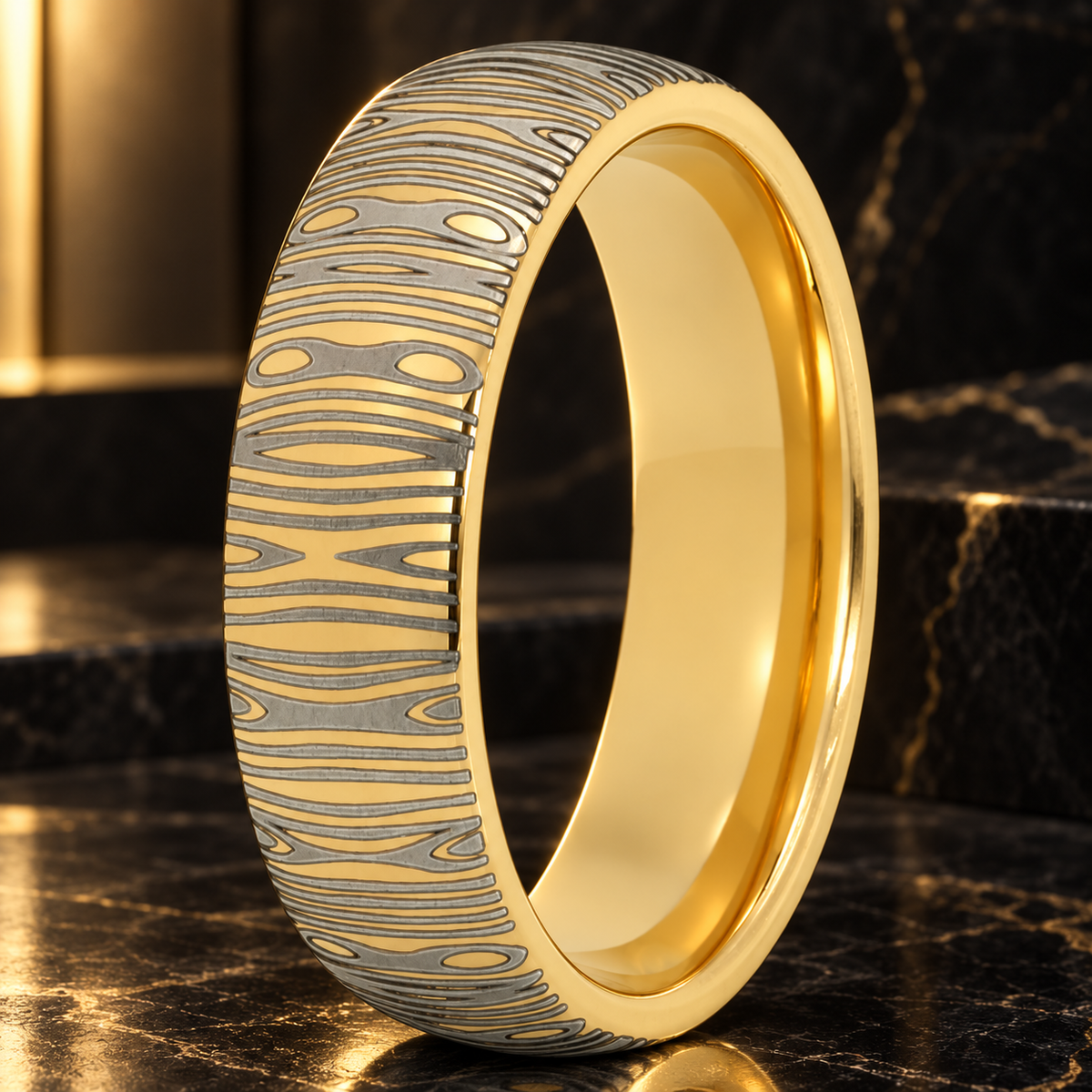 6mm Damascus Tungsten Ring
