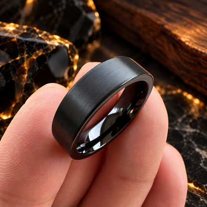 6mm Black Tungsten Wedding Band