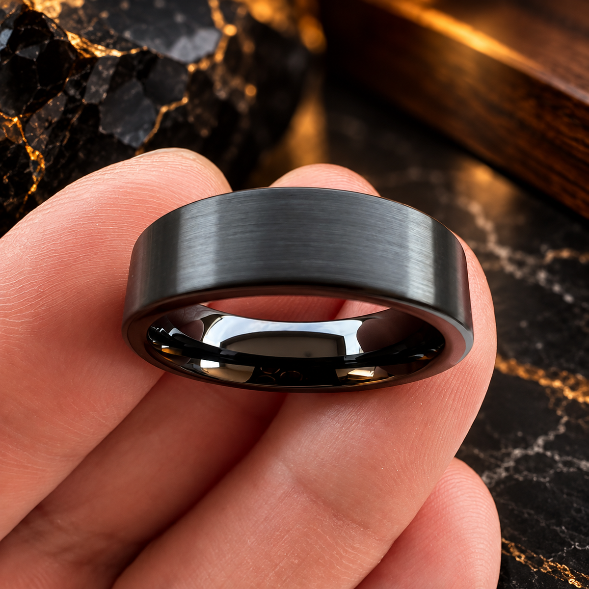 6mm Black Tungsten Wedding Band