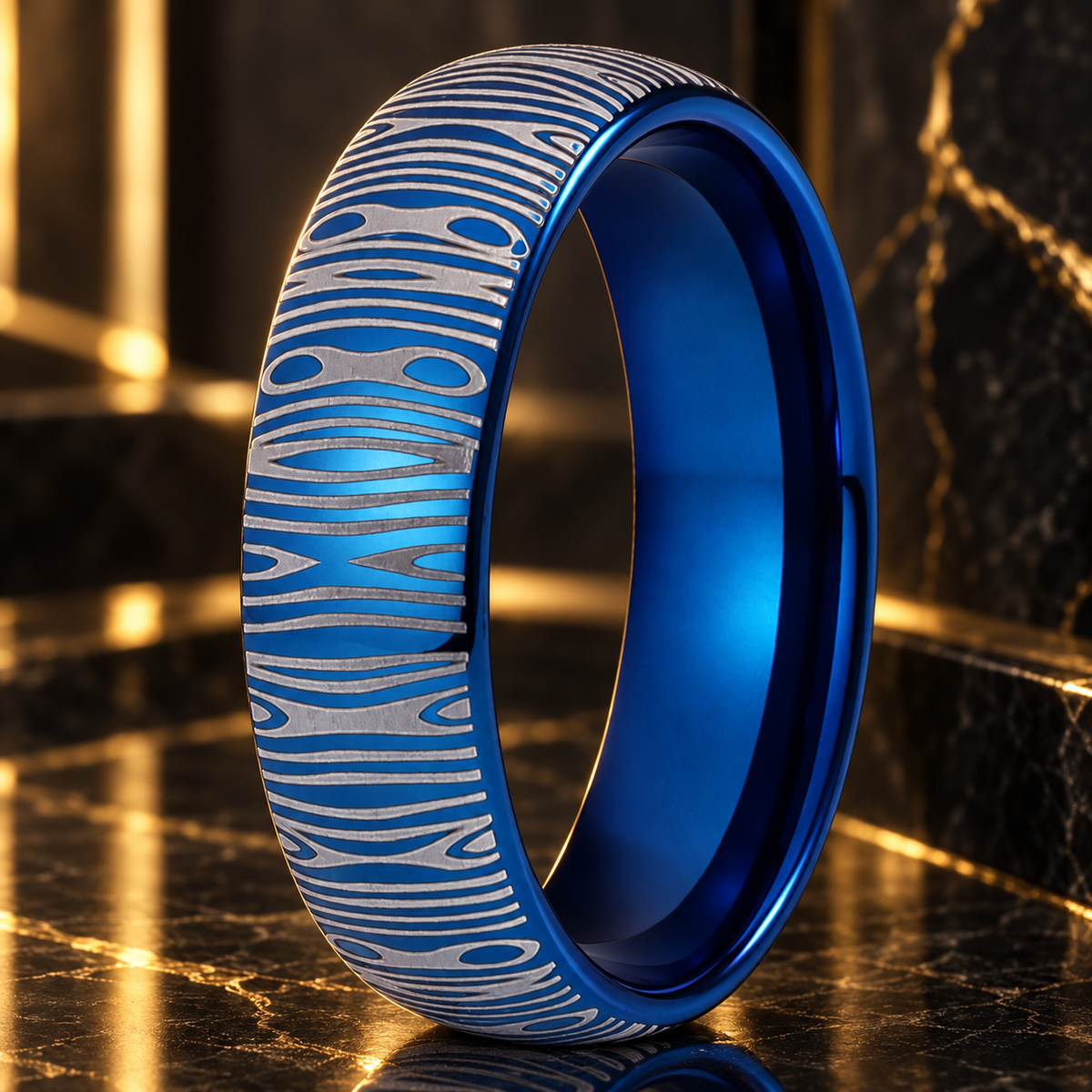 6mm Damascus Tungsten Ring