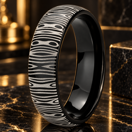 6mm Damascus Tungsten Ring