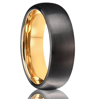 7mm Black and Gold Tungsten Carbide Ring