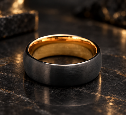 7mm Black and Gold Tungsten Carbide Ring