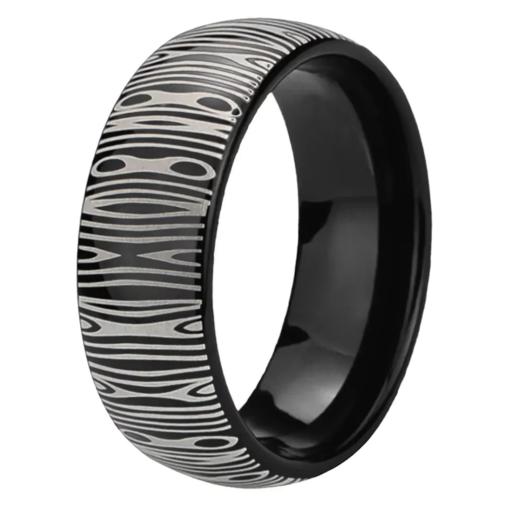 8mm Damascus Tungsten Ring