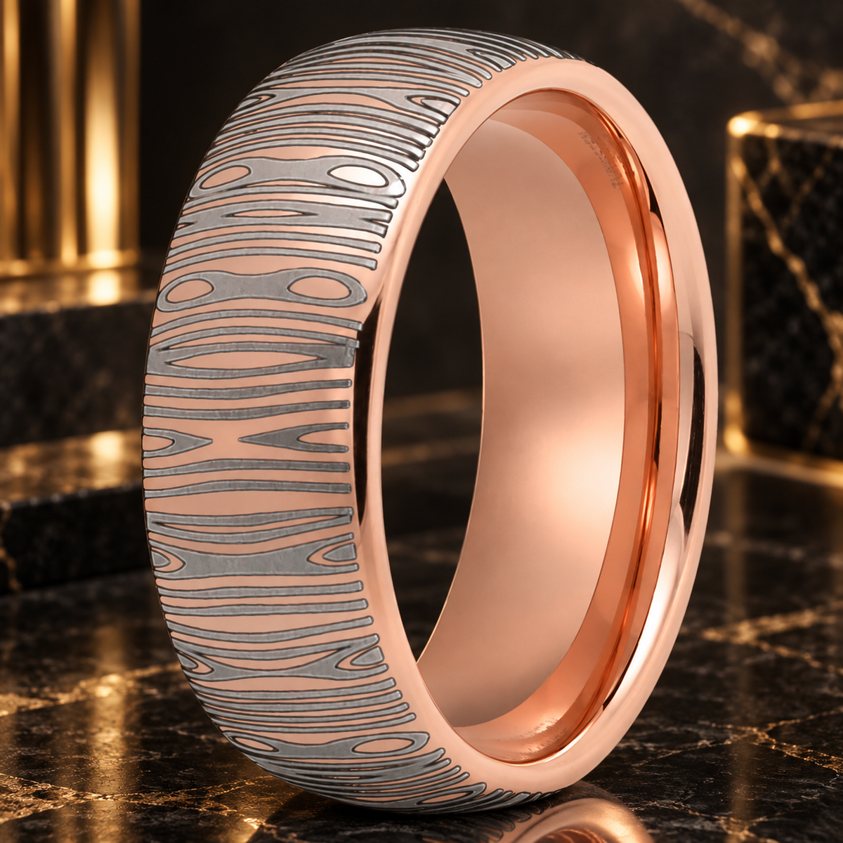 8mm Damascus Tungsten Ring