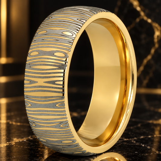 8mm Damascus Tungsten Ring