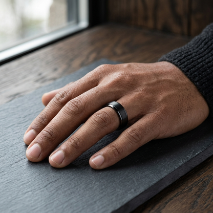 8mm Gunmetal Tungsten Carbide Wedding Band