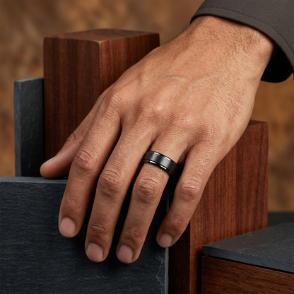 8mm Gunmetal Tungsten Carbide Wedding Band