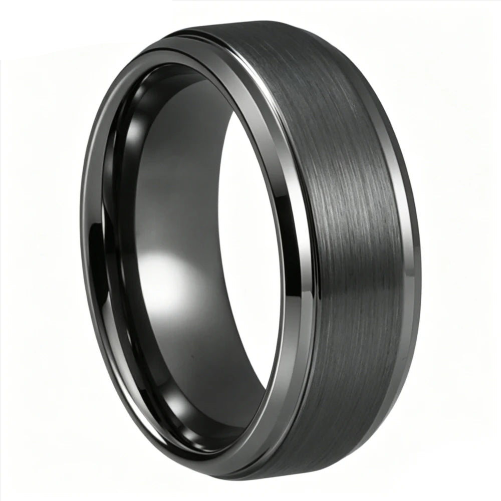 8mm Gunmetal Tungsten Carbide Wedding Band