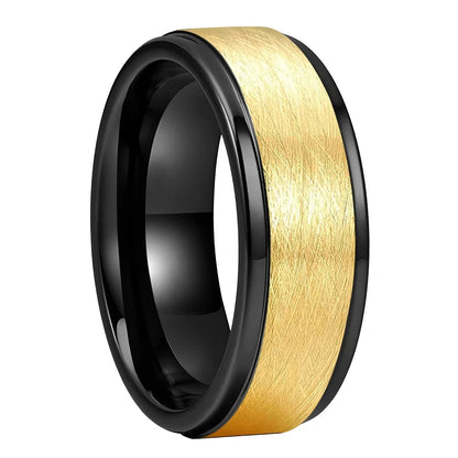 Black and Gold Tungsten Carbide Ring