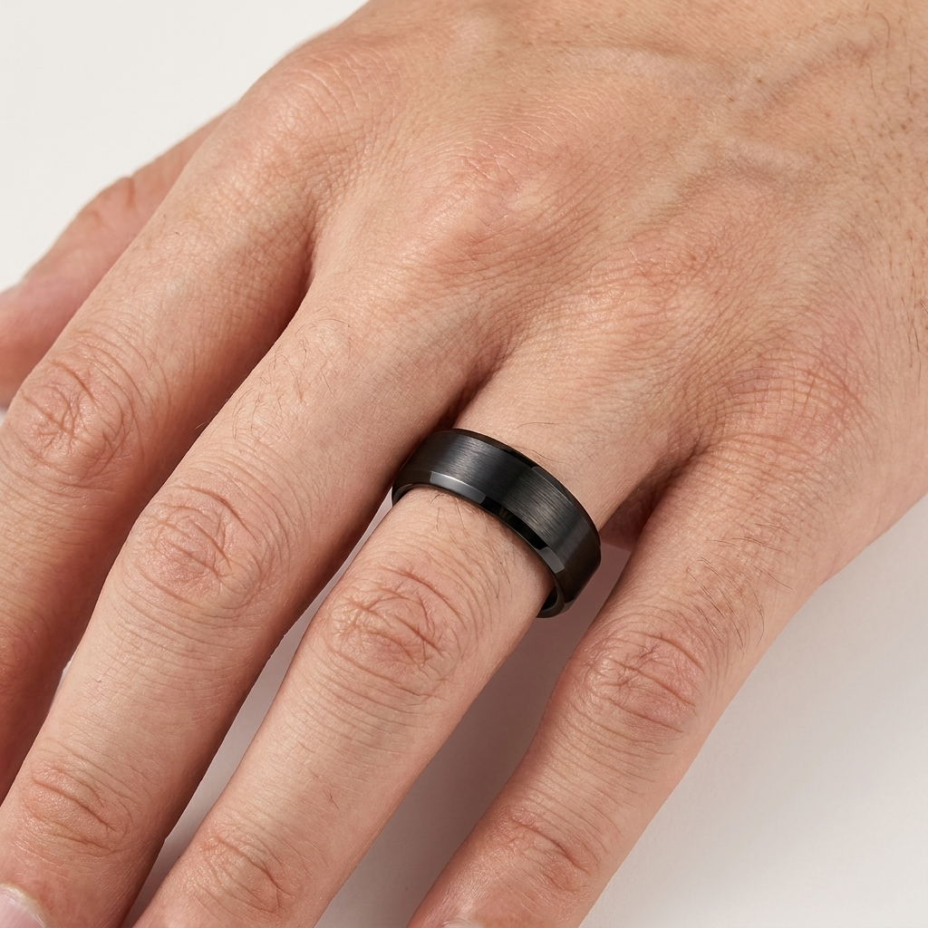 Black Brushed Tungsten Wedding Band