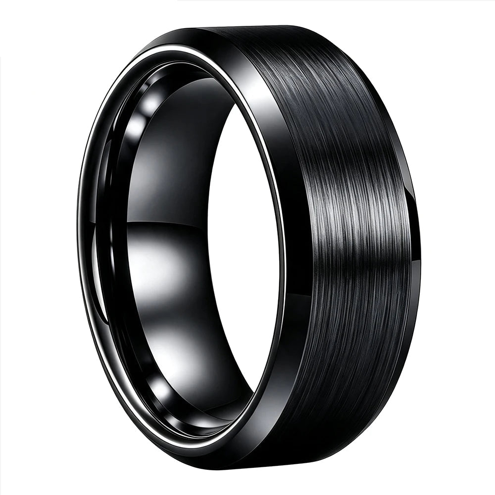 Black Brushed Tungsten Wedding Band