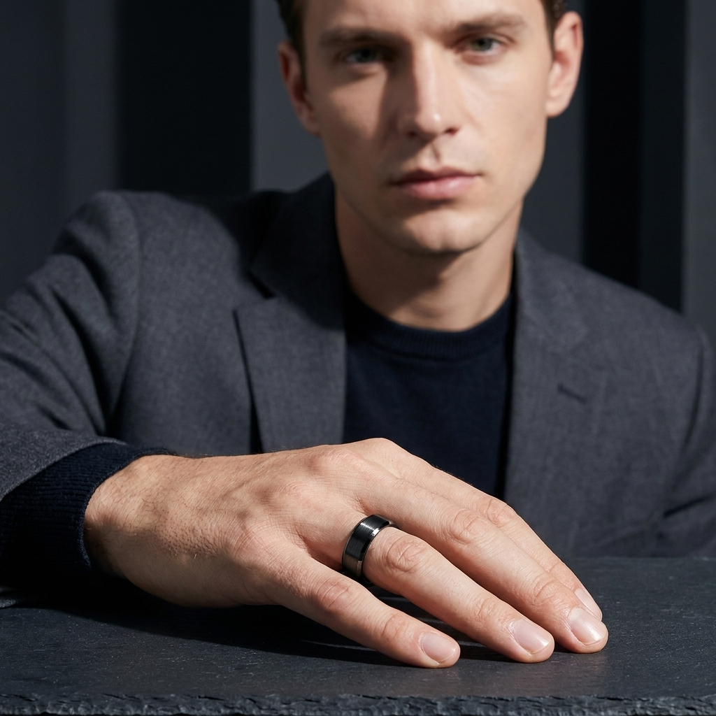 Black Brushed Tungsten Wedding Band