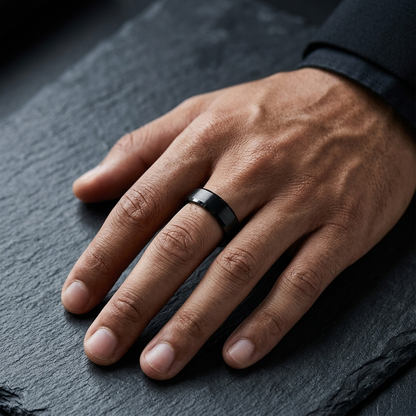 Black Brushed Tungsten Wedding Band