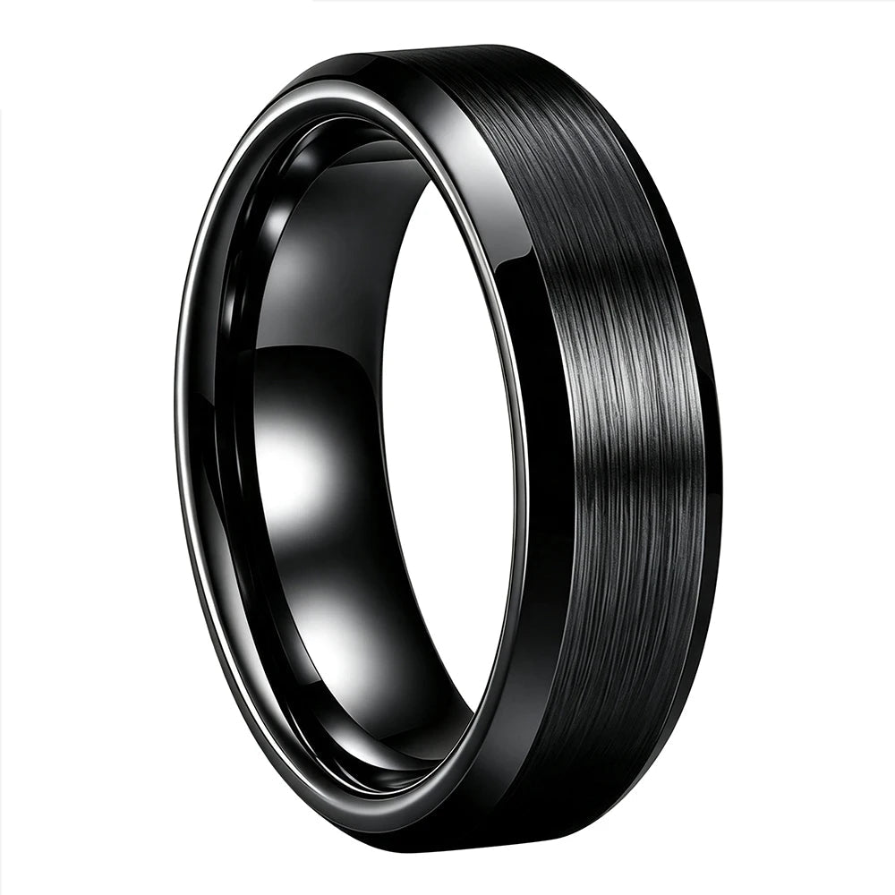 Black Brushed Tungsten Wedding Band