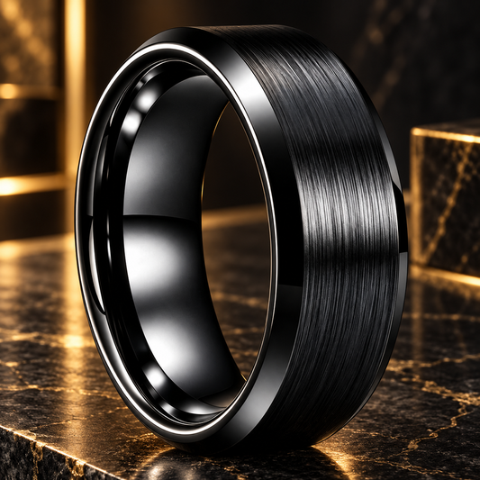 Black Brushed Tungsten Wedding Band