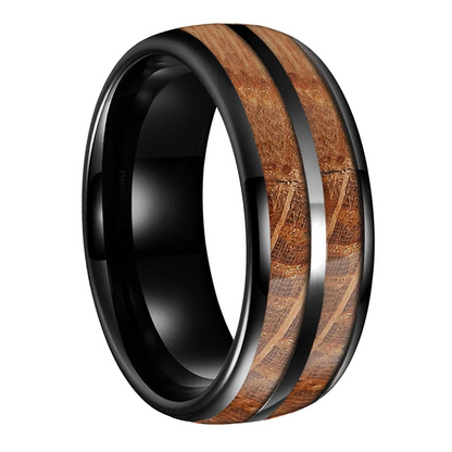 Black Tungsten Whiskey Barrel Ring 