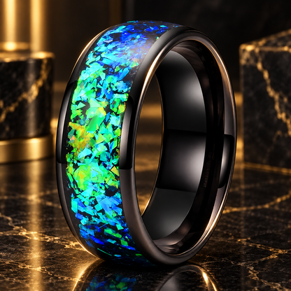 Black Tungsten Opal Ring